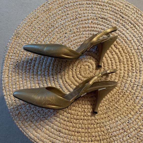 Vintage Paloma Italian gold leather Slingback Stiletto- See pictures 🎊🎊🎊 - Picture 6 of 9